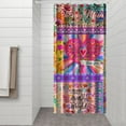 thumbnail image 3 of Small Stall Narrow Shower Curtain 36"W x 72"L – Tropical Bohemian Leaves, Mid-Century Abstract Boho Botanical Bathroom Decor, Vintage Floral Palm Leaf Pattern, Rustic Tribal Folk Style, 3 of 5