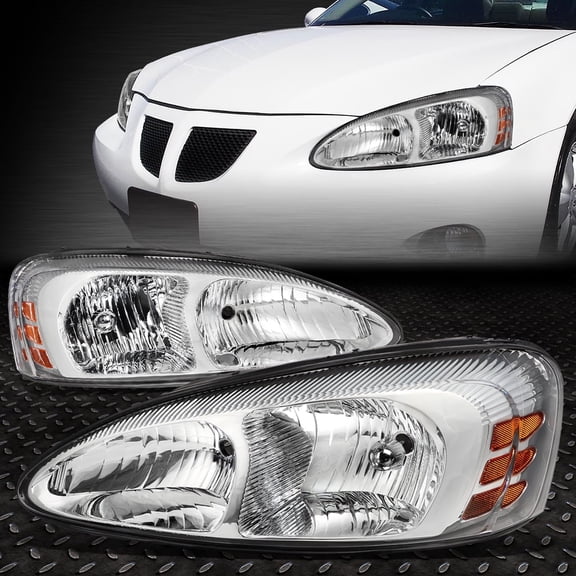 NUVISION for 04-08 Pontiac Grand Prix Chrome Housing Amber Corner Headlight Head Lamps