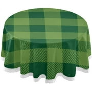 SKYSONIC St Patrick's Day Round Tablecloth Green Plaid Washable Polyester Table Cloth Home Restaurat Decorative Table Cover for Wedding Party Dining 60in