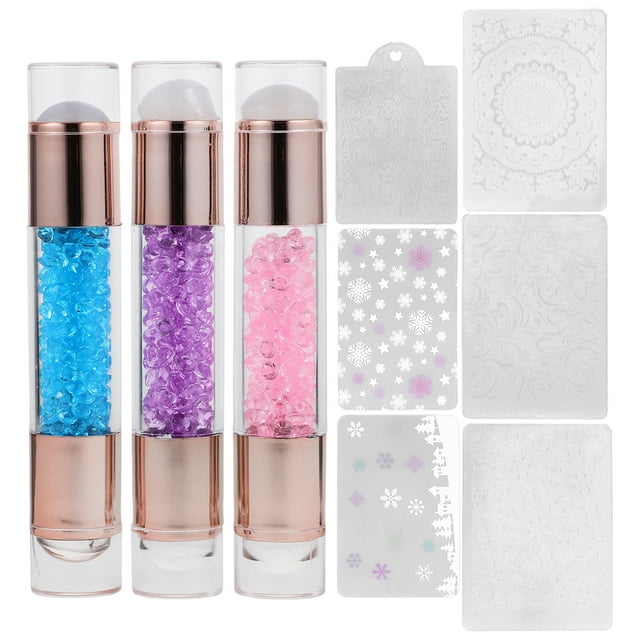 3pcs Silicone Nail Art Stamper Colorful Stamping Tool Manicure Nail Art Stencil