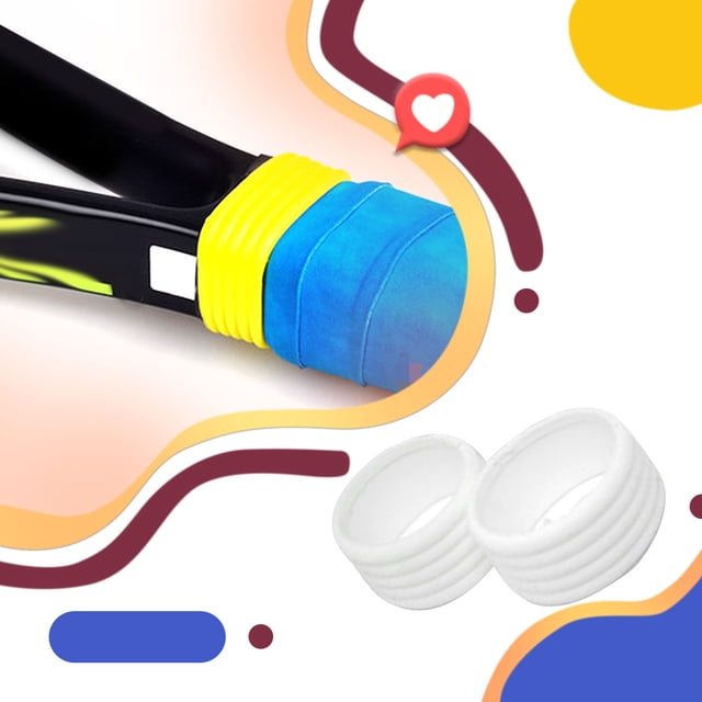 2 Pieces Tennis Racket Grip Protector Fix Stretchy Ring Overgrip Fix Kit Grip Tape Finishing Protector Professional Outdoor Accessories White