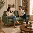thumbnail image 2 of SESSLIFE 65" Loveseat Sofa, Mid Century Modern 2 Seater Loveseat Couch with Foil Fabric, Small Couch with Solid Wood Legs for Living Room, Bedroom, Apartment, Green, 2 of 8