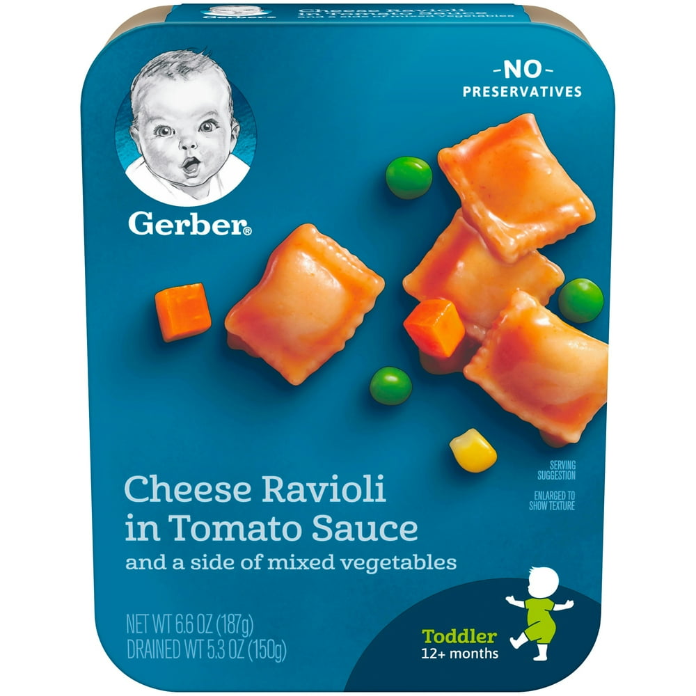 Gerber Toddler Food, Cheese Ravioli Tomato Sauce Mixed Vegetable Baby