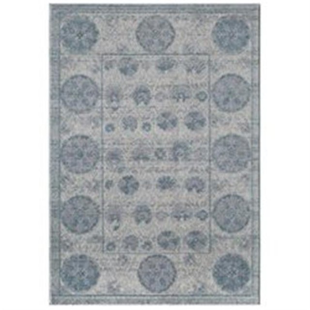 Rugs America 25443 Beverly Ivory Blue Runner Abstract Rug, 2 ft. 2 in. x 7 ft. 6 in.