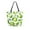 Cartoon Green Apples Pattern, variant on Open Top Canvas Tote Bag with Zipper Reusable Shopping Bag 13.5x15" Roomy Carryall Silver Metal Flower Pattern