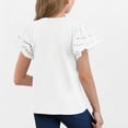 thumbnail image 4 of Piuwrlz Kid Round Neck T-Shirts Girls Short Sleeve Sweatshirt Solid Color Pullover Blouses Shirt Top White Size 7 Years, 4 of 8