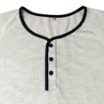thumbnail image 7 of Men’s Short Sleeve Round Neck T-Shirt Front Placket Contrast Color Cuffs Summer Top, 7 of 7