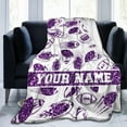 thumbnail image 2 of Custom Football Blanket with Name No. for Women Men, Personalized Cool Football Themed Printed Throw Blankets for Teens Adults Lap, Chair Sofa, Giftable Blanket, 50"x 60", 2 of 6