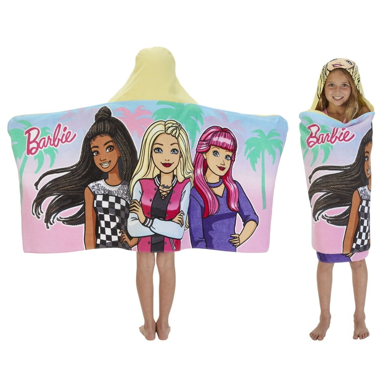 Barbie Kids Hooded Towel Cotton Pink Mattel
