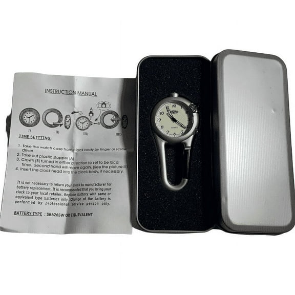 Silver Clip Watch With Blue Light Keychain