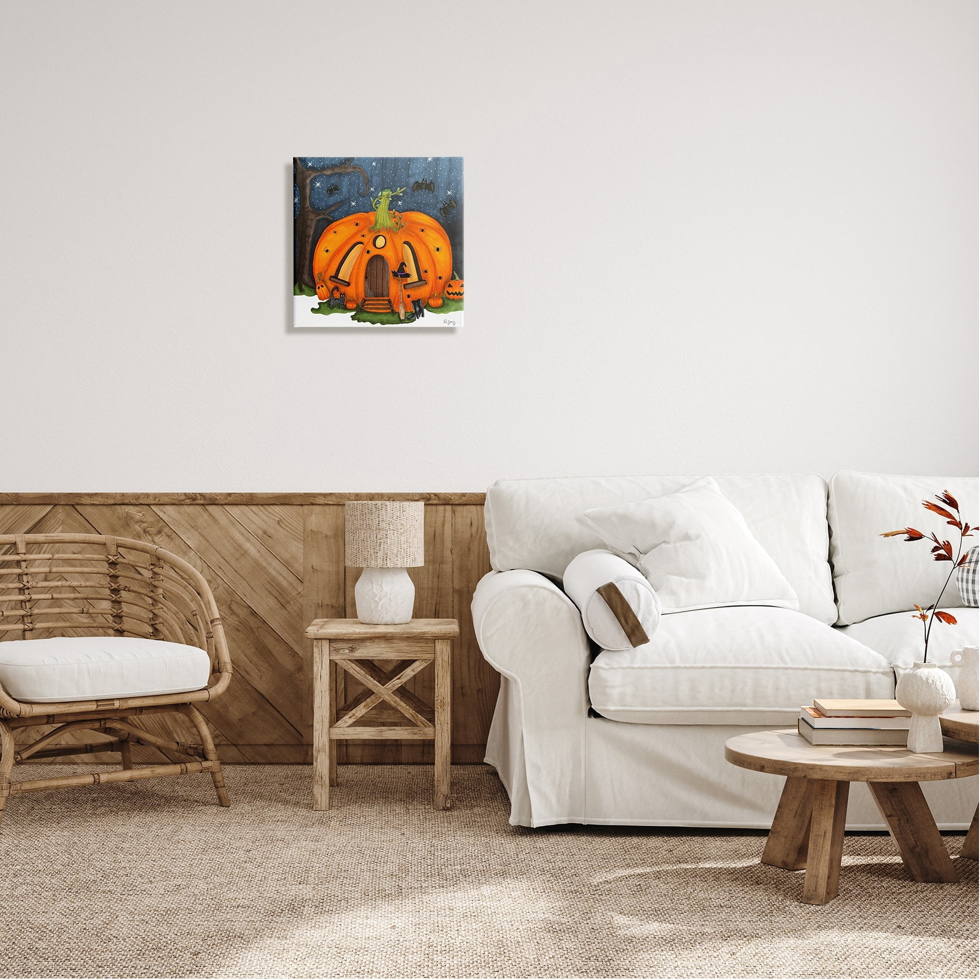 Stupell Industries Pumpkin House In Woods Holiday Painting Gallery Wrapped Canvas Print Wall Art