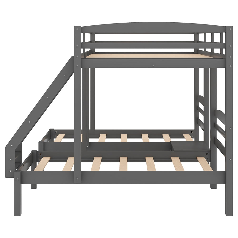 Kadyn Twin Over Twin/Full Bunk Bed, Solid Wood Bunk Bed for Kids/Teens Bedroom/Guest Room Furniture, No Box Spring Needed