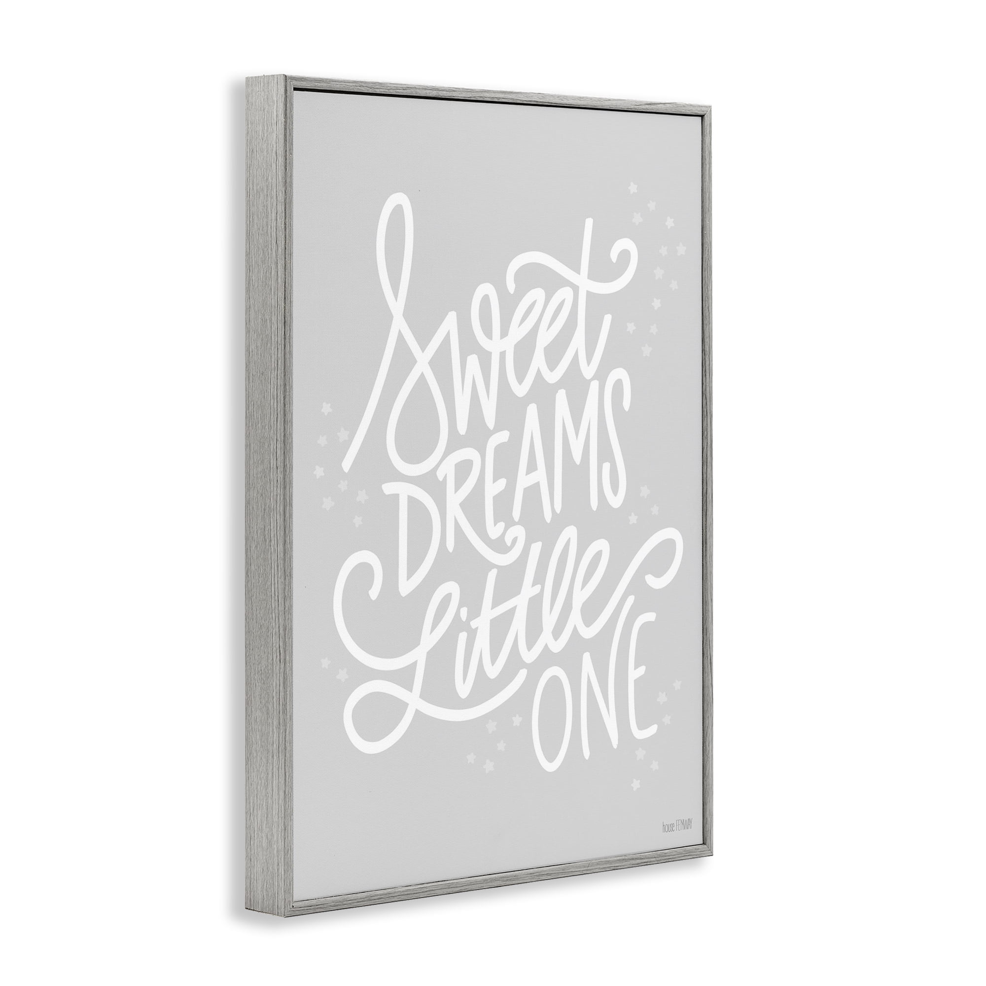 Stupell Industries Sweet Dreams Little One Typography Painting Gray Framed Art Print Wall Art, 12 x 18