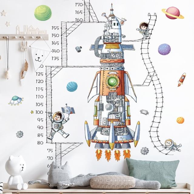 Vinil Decorativo Cohete Astronauta Regla de Crecimiento Niño Dara Baby Syene VinDe254