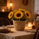 thumbnail image 4 of Maceta de mimbre tipo cesta | Contenedor para arreglos florales de imitación | Soporte decorativo para plantas para la decoración del hogar, jardín e interiores, 4 of 6
