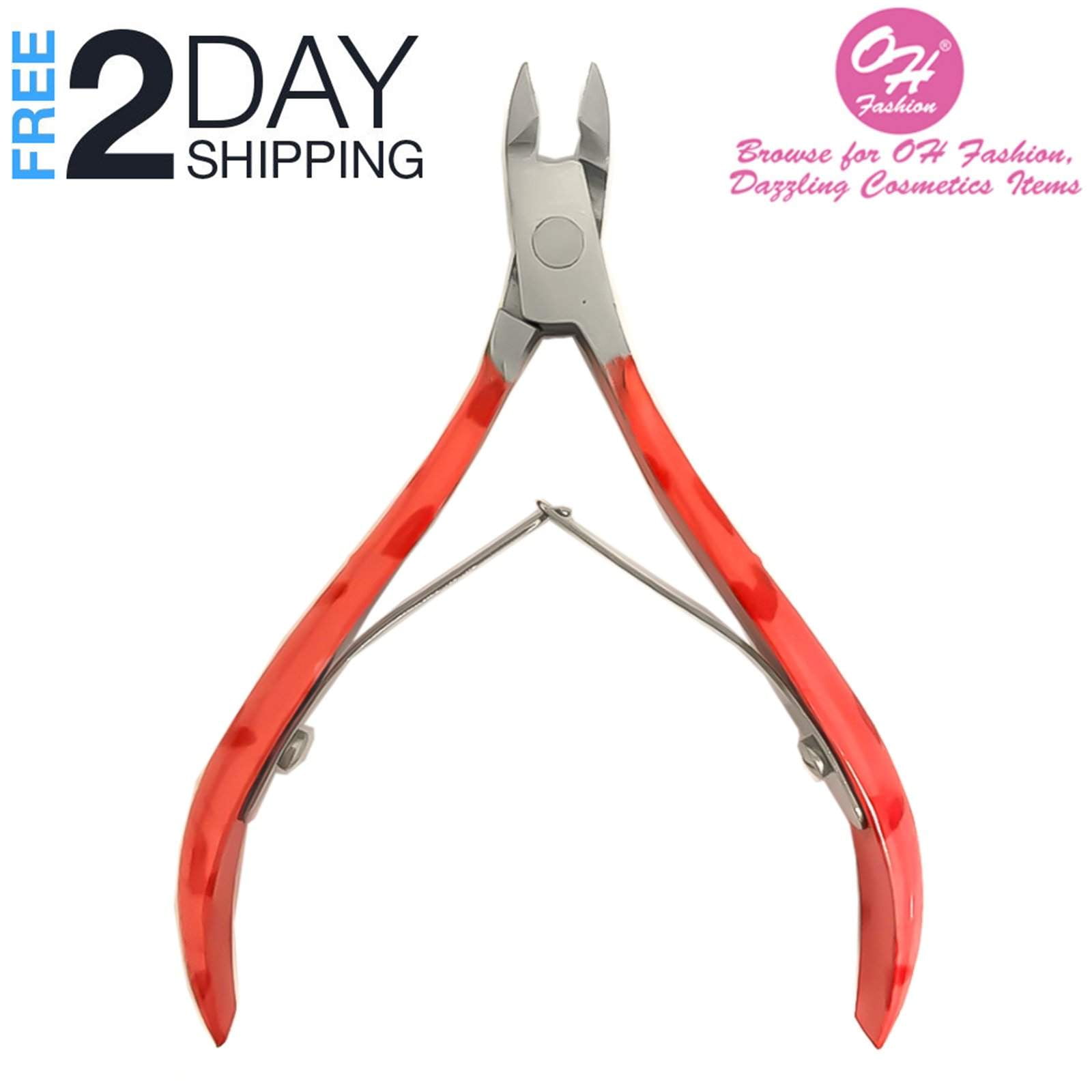 OH Fashion Cuticle Nipper Stainless Steel Professional Trimmer, Pink Hearts