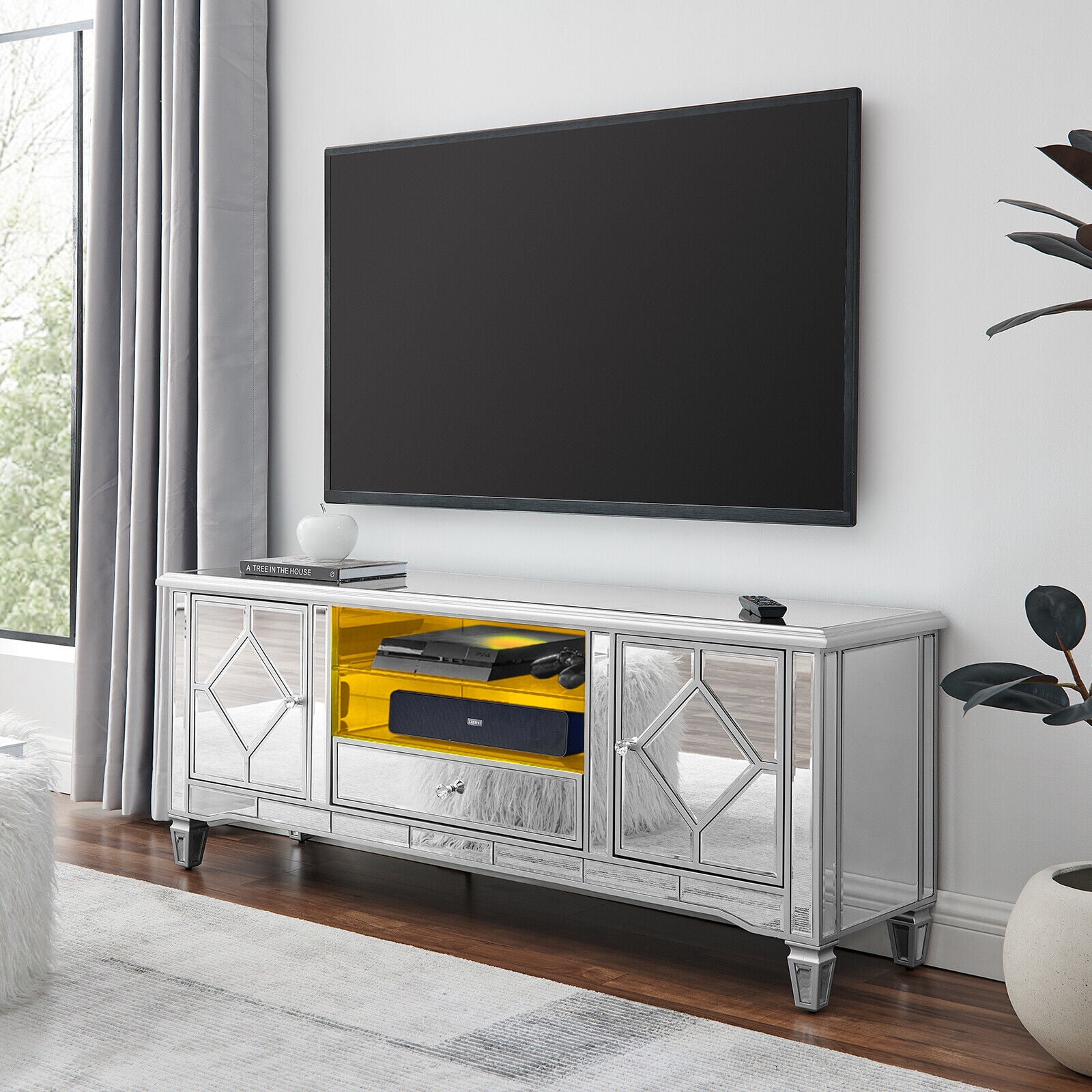 Silver tv stand walmart discount
