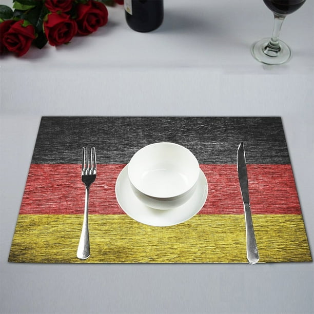 MKHERT Germany German Flag Painted on Old Wood Placemats Table Mats for
