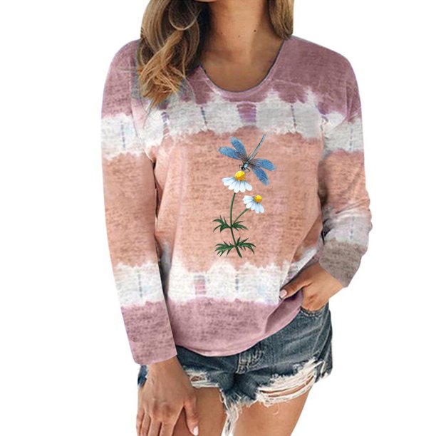 Gibobby Camisa Vaquera Camiseta de verano con cuello redondo para mujer, camisetas informales a la con corte holgado, blusas cómodas de manga corta sexis para mujer(Marrón, L)