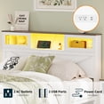thumbnail image 6 of Full Size Bed Frame with Headboard, Full Bed Frame with Charging Station, LED Beds with 2 Storage Drawers, Wood Farmhouse Bedframe, White, 6 of 10