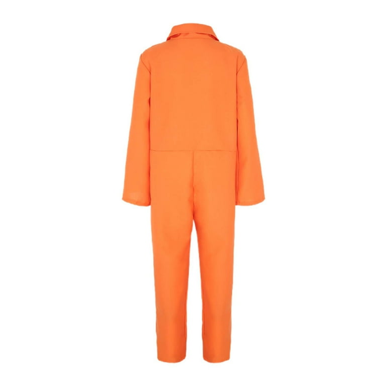 Youmylove Adult Orange Prisoner Jumpsuit Jail Inmate Male Prisoner Stage Show Party Fashion Gothic Vintage Hallowmas