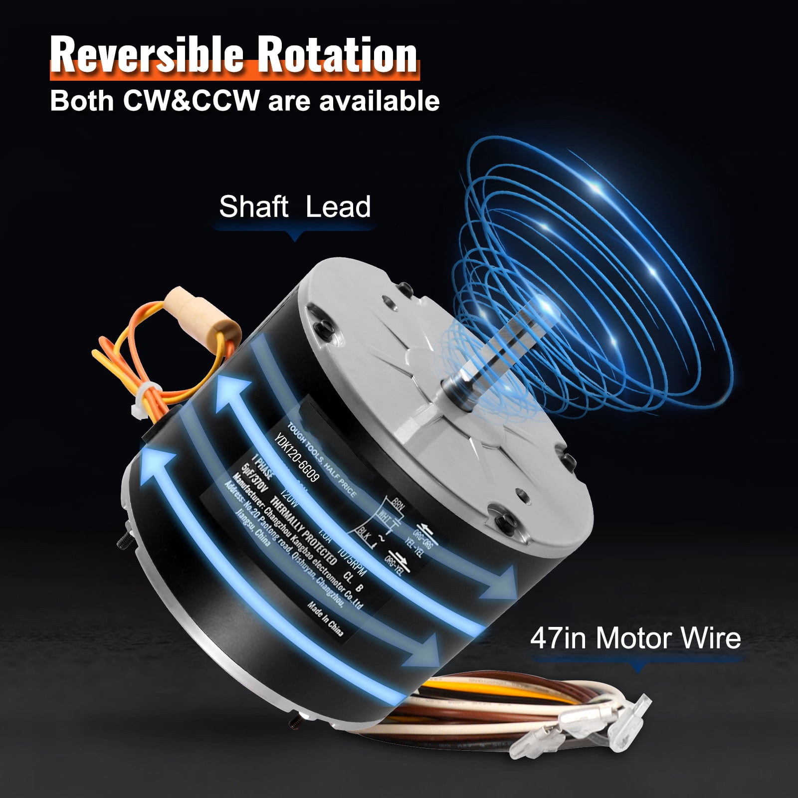 BENTISM Condenser Fan Motor 1/6HP 1075RPM 1.0A 208-230V Compatible Model OGD1016