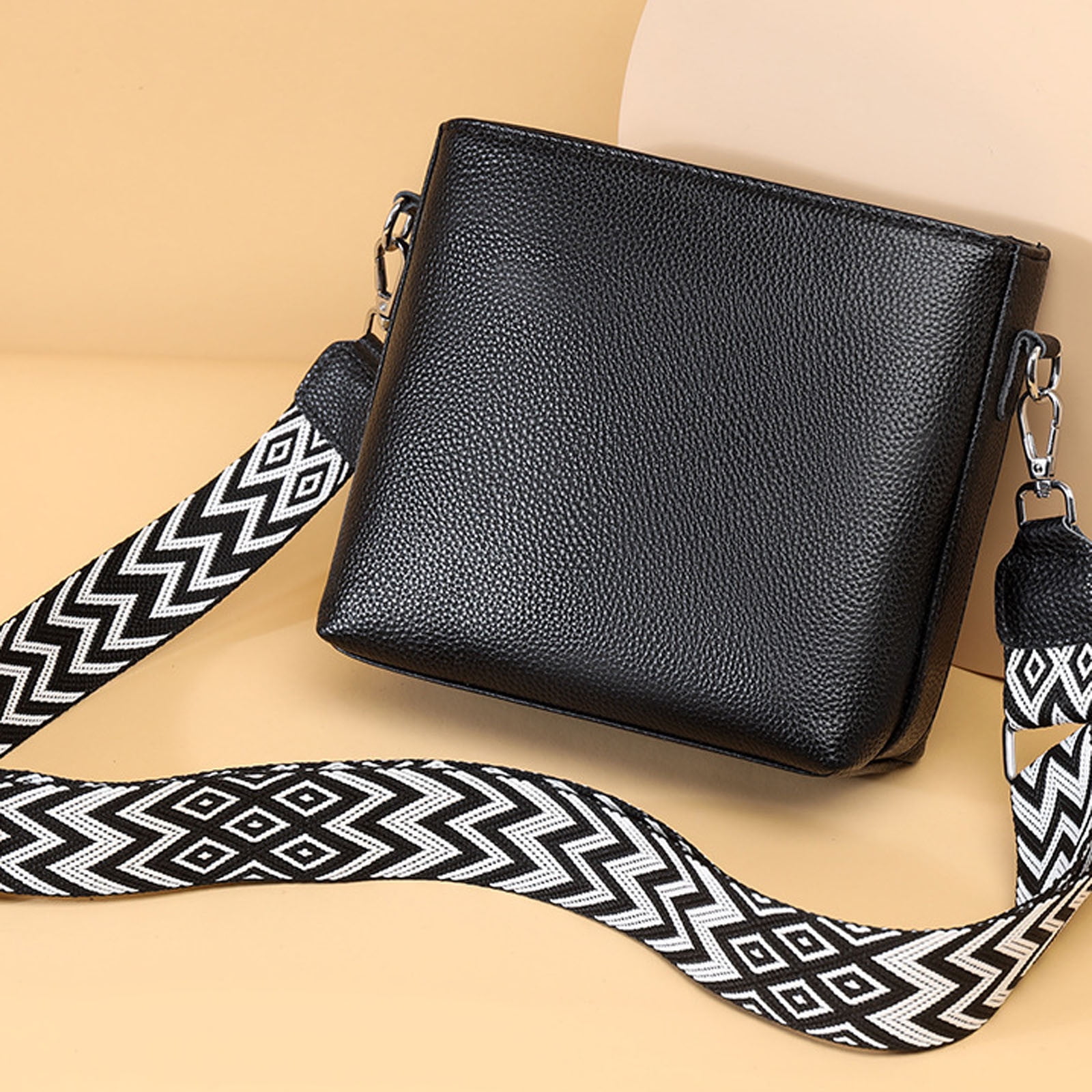 Women's Bag Wide Shoulder Strap Textured Soft Leather Crossbody