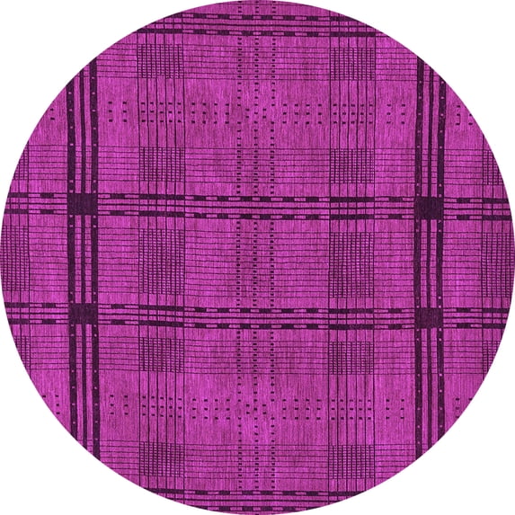 Ahgly Company Machine Washable Indoor Round Abstract Purple Modern Area Rugs, 7' Round