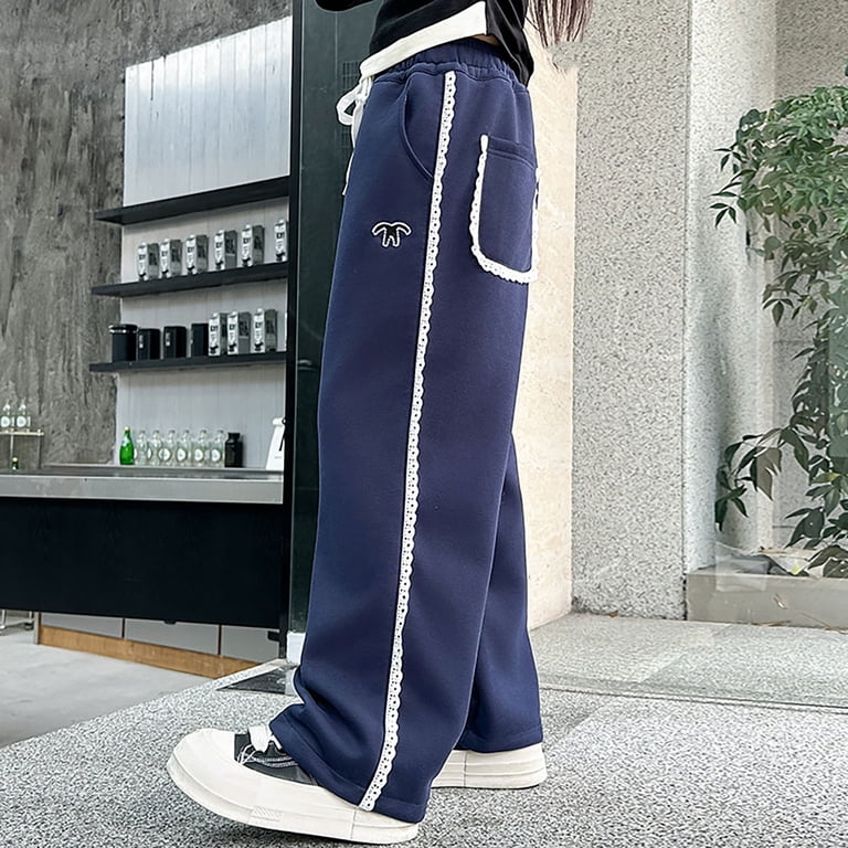 Tiijoy Big Girls Lace Sweatpants Loose Fit Straight Leg Casual