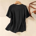 thumbnail image 5 of Uootdi Floral Embroidered Tops for Women V Neck Short Sleeve Partial Button Casual Blouses Boho Summer Style Lightweight Breathable Relaxed-Fit Tops Gift, 5 of 8
