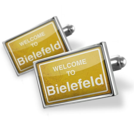 Cufflinks Yellow Road Sign Welcome To Bielefeld - NEONBLOND