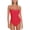 B-Red, variant on Women's Red Padded Twist Front Ruched One Piece Swimwear Bandeau Strapless Sexy Swimsuit for Women Open Back Tummy Control One piece Bathing Suit with Removable Strap