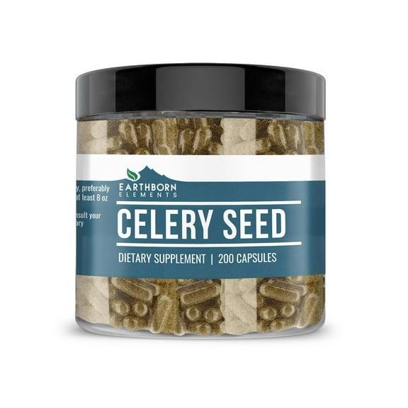 Earthborn Elements Celery Seed 200 Capsules, Pure & Undiluted, No Additives