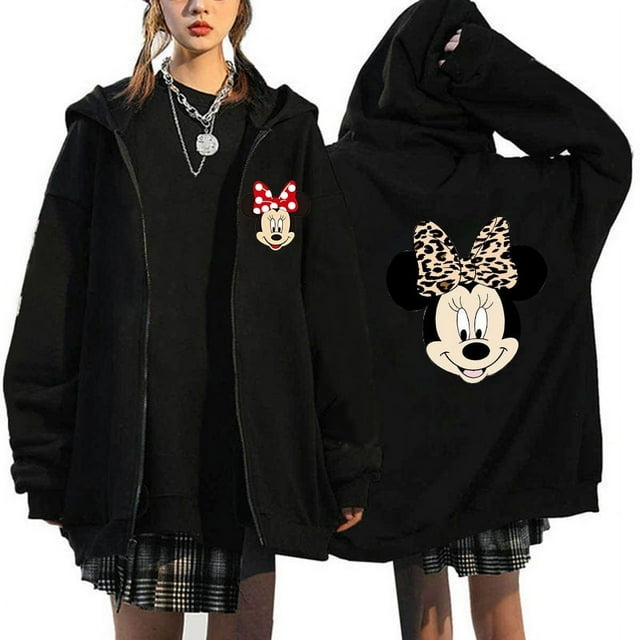 Chandails en Molleton à Fermeture Éclair Mickey Mouse Disney Chandails à Capuchon Harajuku Femmes Mode Urbaine Unisexe