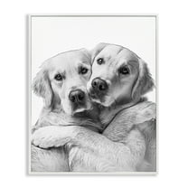 Stupell Industries Two Hugging Dogs Animals & Insects Painting White Framed Art Print Wall Art, 16 x 20