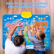 Interactive World Map for Kids Learning and Educational Toys, Talking Electronic Kids World Map Poster, Geography Electronic Games Ages 3 to 12 Years Old, Custom Talking Gifts for Boys & Girls