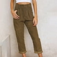 thumbnail image 2 of Hfyihgf Women's Classy High Waisted Corduroy Pants Casual Comfy Straight Leg Trousers with Pockets(Brown,3XL), 2 of 8