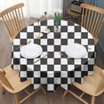 thumbnail image 3 of Black and White Checkered Pattern Round Tablecloth 60"x60",Wrinkle Wipeable Table Cloth for Kitchen Dining Room Picnic Patio Party, 3 of 6