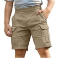 thumbnail image 2 of Yourumao Boys Cargo Shorts Elastic Waist Loose Fir Shorts for Back to School Solid Summer Going Out Pants with Pockets 5-15Y, 2 of 6