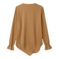 thumbnail image 6 of AKOEE Cotton Linen Shirts for Women Ruffled V Neck Tops S-3X Long Sleeve Casual Summer Beach Vacation Outfits (XL, Yellow), 6 of 6