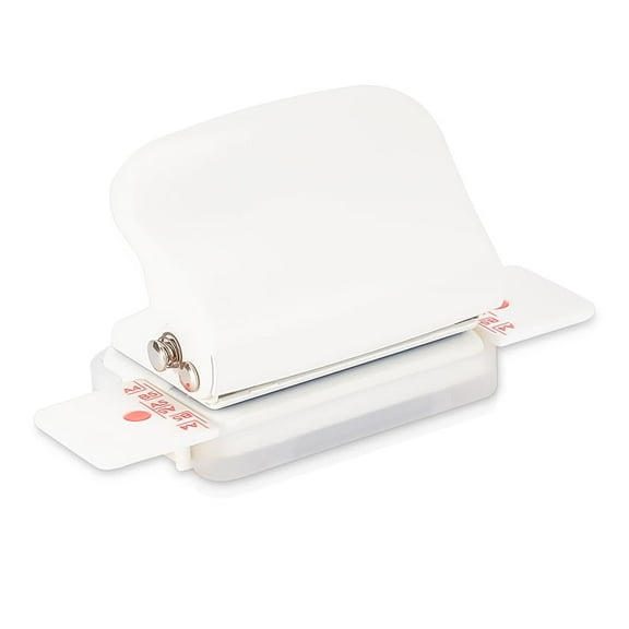 1 pc Mini Plastic 6-Hole Punch 2 Sheet Capacity Portable 6-Ring Binders Puncher for A4/A5/B5/Personal/Pocket Size White 75x54x59mm