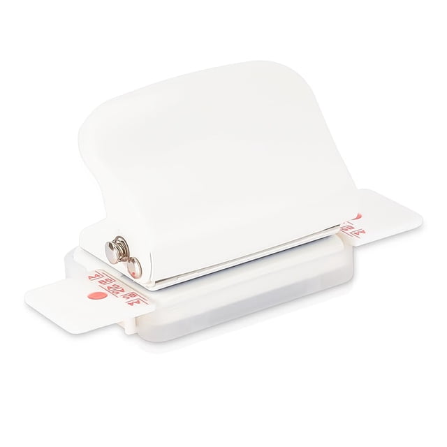 1 perforadora portátil de 6 agujeros, blanca, mini máquina multiusos para encuadernar hojas sueltas en formato A4, A5 y B5. Ideal para el hogar, la oficina o el aula.