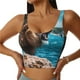 thumbnail image 1 of Fotbe Ice Blue Coastal Lion Sujetador Deportivo Largo sin Aros para Mujer con Almohadillas y Soporte Medio, Transpirable y Absorbente, Camiseta Tipo Chaleco o Tank Top-Small, 1 of 8