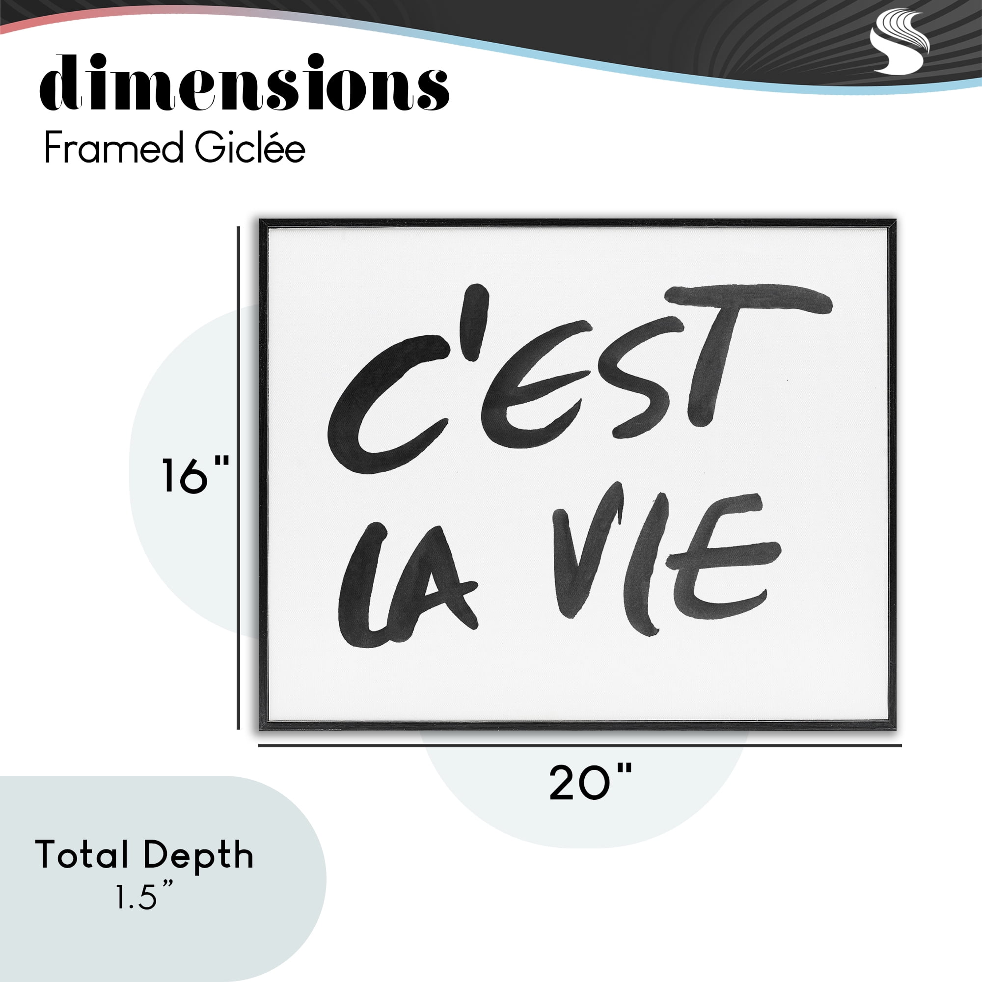 Stupell Industries C'est La Vie Minimal Text Black Framed Giclee Art, design by SD Graphics Studio