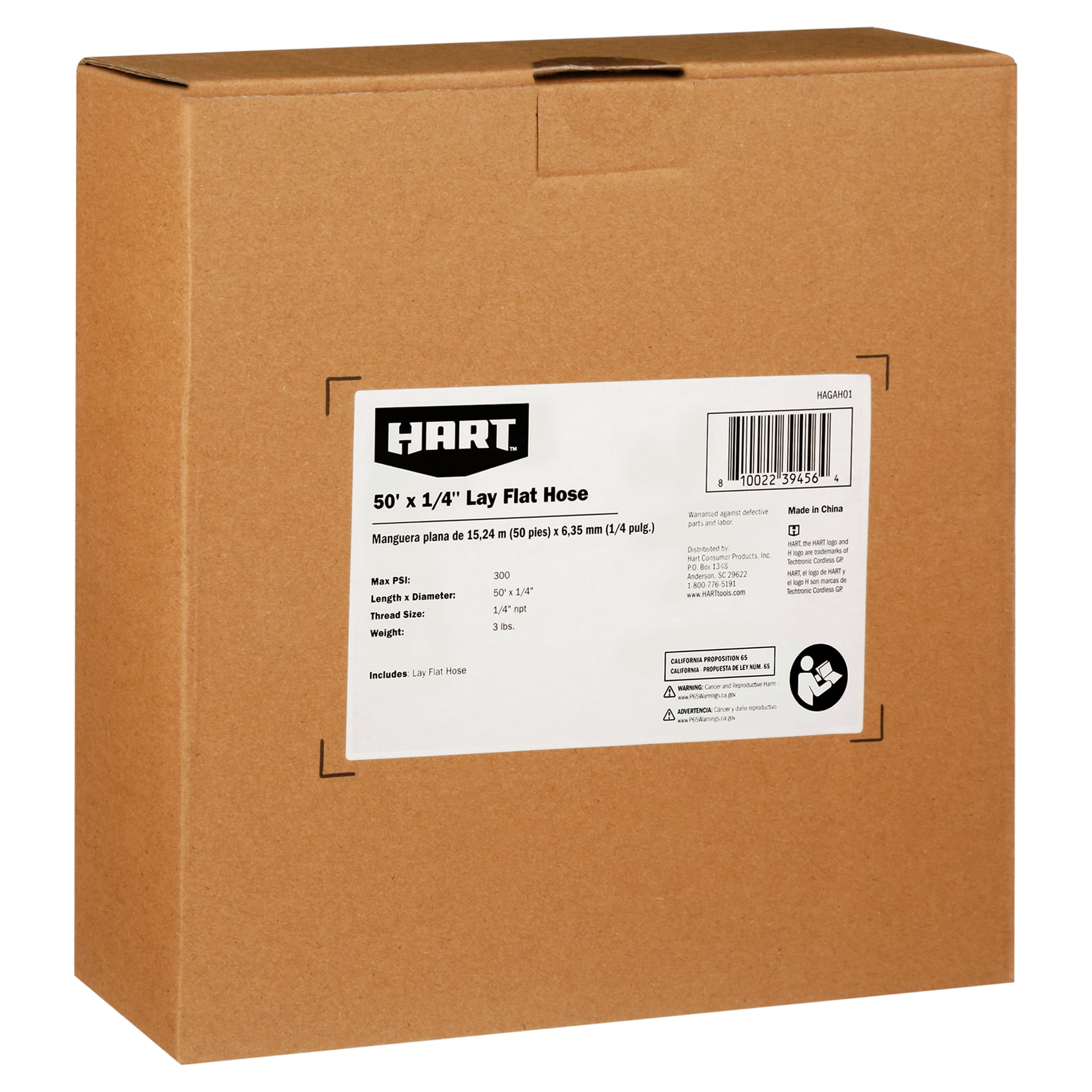 Hart 50 Foot x ¼-inch Lay Flat Pneumatic Air Hose