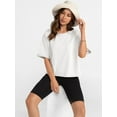 thumbnail image 3 of Women's Comfy Basic Workout Gym Short Sleeve Crop Tops Casual Loose Oversized TShirts, 3 of 4