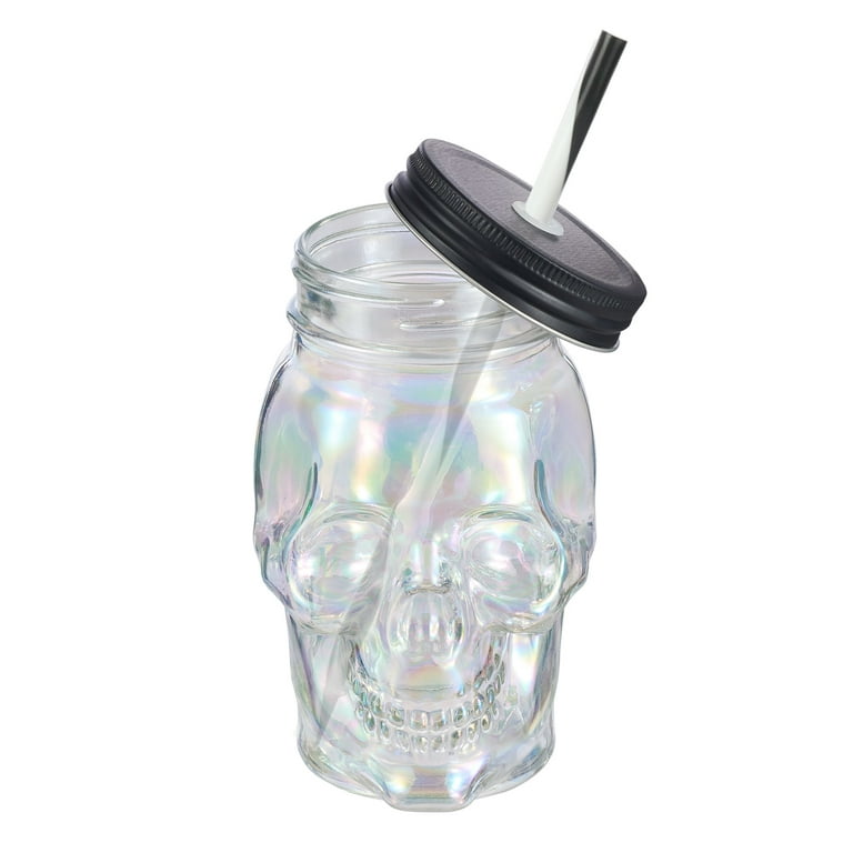 Halloween Cups Lids Straws, Skull Mason Jar Lid