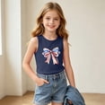 thumbnail image 3 of Avrnliq Girls Patriotic Sleeveless Tank Top Kids American Flag Bow Shirt Navy 4th of July Summer Outfits,Size 6 T, 3 of 8