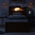 thumbnail image 3 of Roomfitters Twin Size Wooden LED Platform Bed with Trundle, Storage Headboard, and Drawers, Ideal for Maximizing Space in Bedrooms, Stylish and Functional Design, Brown, 3 of 9