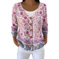 thumbnail image 2 of Cardigan Sweaters for Women Casual Button Down V Neck Knit Cardigans Sweater Fall Floral Print Boho Long Sleeve Clothe 05-Pink S, 2 of 4
